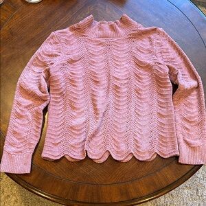 Scarlett Blush Scalloped Turtleneck Sweater